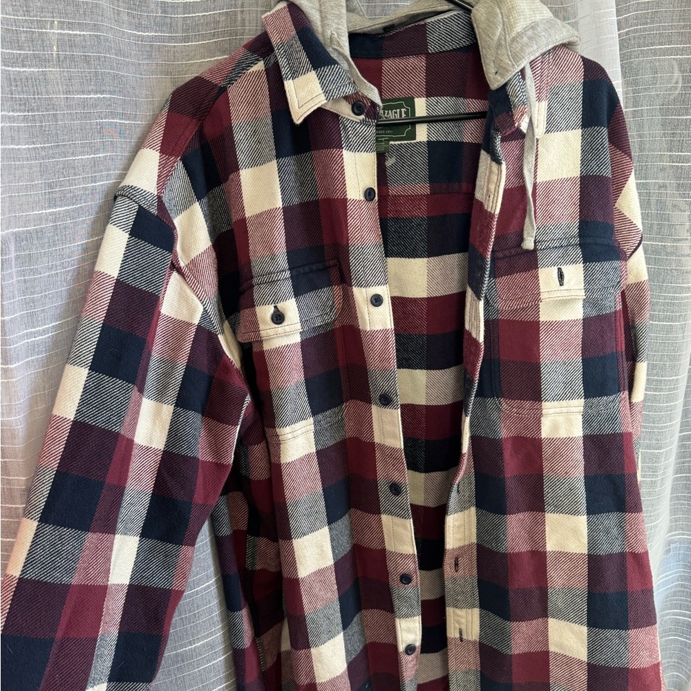 Plaid Flannel Shirt with Hood